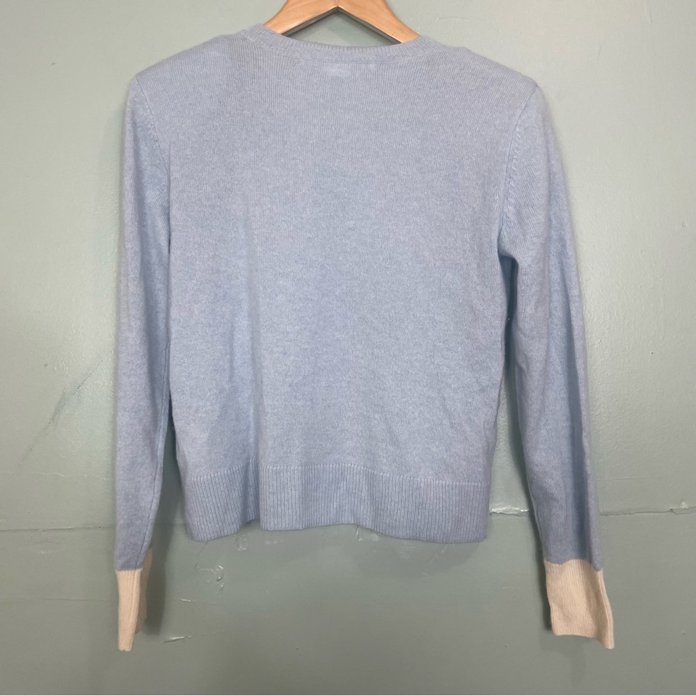 Veronica Beard Jovita Cashmere Pullover Light Blue Cream Crewneck‎ Size Medium - Picture 8 of 9